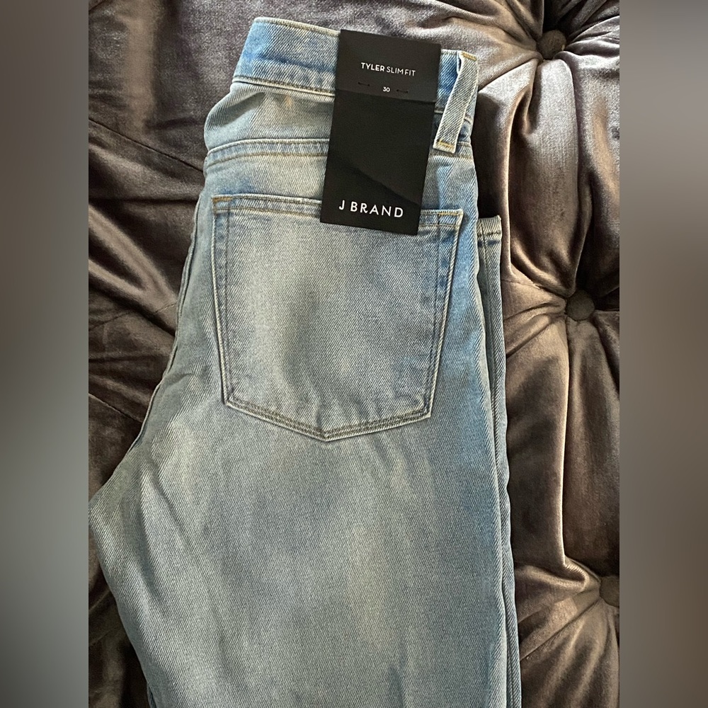 Pastel blue, boot cut, soft denim, never worn